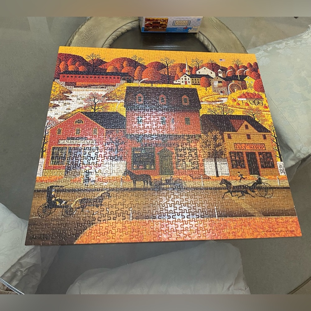 Charles Wysocki Jigsaw Puzzle Candlemaker Tobacconist Hat Shop 1000 Pc COMPLETE